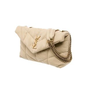 Yves Saint Laurent Toy Puffer Beige Canvas Bag